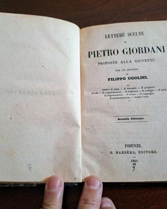 Libro Lettere Scelte di Pietro Giordani  1860.
