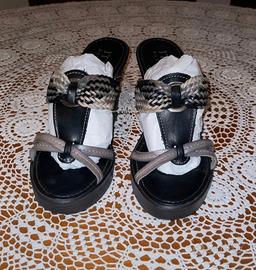 Ciabatte 36 nero grigio NEW pelle