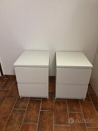 Coppia Comodini IKEA MALM (2 cassetti) - Bianco