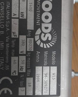 Ventilatore centrifugo Woods 0,18kw