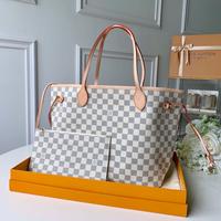 Borse Louis Vuitton Neverfull Beige/Damier Azur