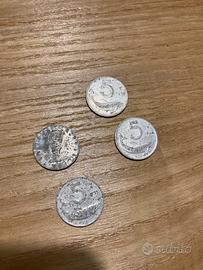 15 Monete 5 lire delfino anno 52 53 54 55