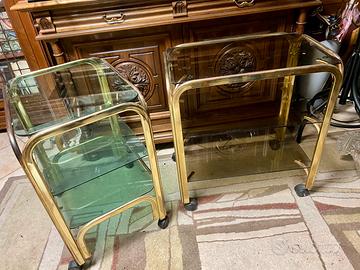 Bella coppia di carrelli ‘70 in ottone
