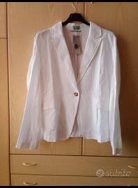 Blazer bianco in lino nuovo con cartellino 