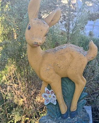 bambi in pietra primi 900 dipinto a mano unico