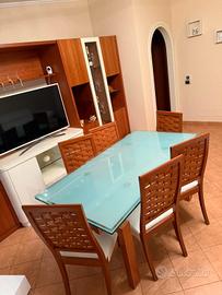 Tavolo con piano in cristallo "Calligaris" 