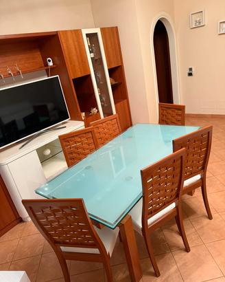 Tavolo con piano in cristallo "Calligaris" 