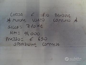 Motore usato completo corsa c 1.0 benz z10xe