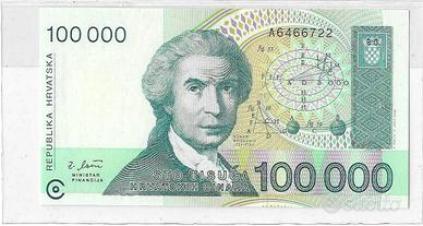 Banconota 100.000 Dinari Croati 1993 