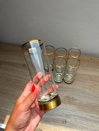 Set di 6 bicchieri alti in vetro dettagli dorati