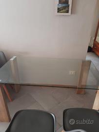 Tavolo 140x80 vetro e legno