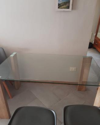 Tavolo 140x80 vetro e legno
