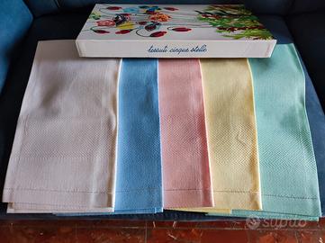 set asciugamani in puro cotone