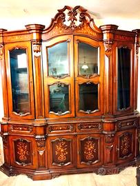 Grande credenza / vetrina classica in legno massel