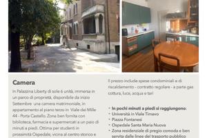 Camera matrimoniale libera da settembre