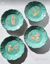 Set 4 piatti vintage ceramica CAS Vietri anni 40