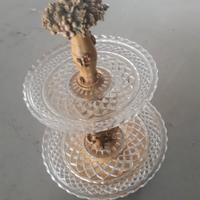 Alzata centrotavola con ripiani in cristallo 