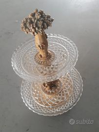 Alzata centrotavola con ripiani in cristallo 