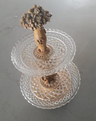 Alzata centrotavola con ripiani in cristallo 