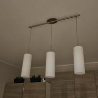 LAMPADARIO ACCIAIO E VETRO A LUCI 