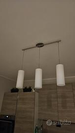 LAMPADARIO ACCIAIO E VETRO A LUCI 