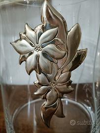 vaso in cristallo con decorazione in argento 
