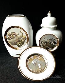 2 vasi+piattino 24 car porcellana Chokin Giappone