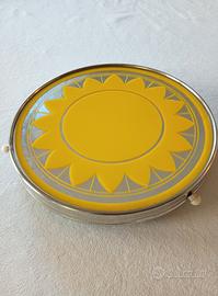 Vassoio girevole in metallo e vetro Anni '60-'70