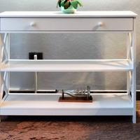 Tavolino consolle bianca 100x30x80 cm svuotatasche