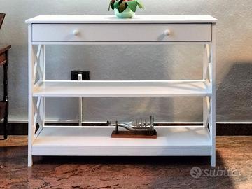Tavolino consolle bianca 100x30x80 cm svuotatasche