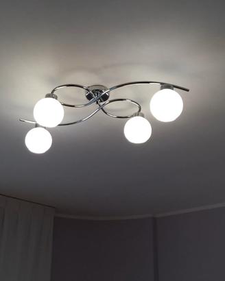 plafoniera cromata a 4 luci