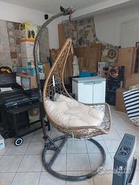 Poltrona Sedia Pensile rattan Beige sospesa