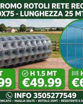 Rete Recinzione Zincata 50x75 lunghezza 25 mt 