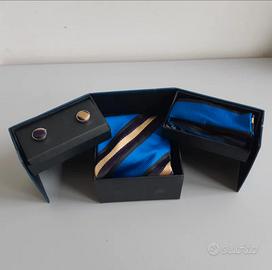 Set Cravatta, Papillon e Gemelli Blu