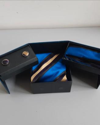 Set Cravatta, Papillon e Gemelli Blu