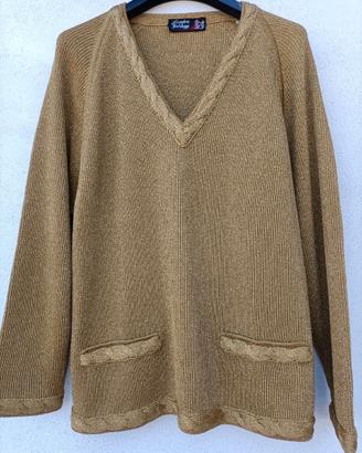 Pullover dorato scollo a V