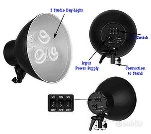 Illuminatore fluorescente 3x26W stativo e lampade