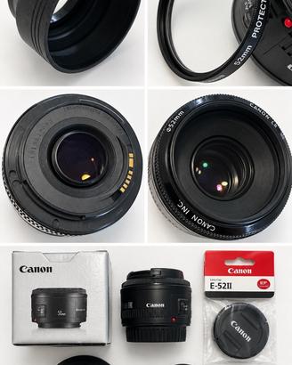 Canon EF 50mm f/1.8 II - + filtro Canon + paraluce