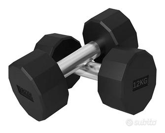 Coppia manubri gommati da 12 Kg l'uno 