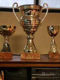 2  coppe trofei base in marmo vintage