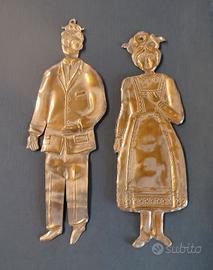 Coppia Ex voto matrimonio felice metallo argen