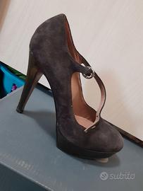Scarpe vera pelle decolte' plateau/vernice