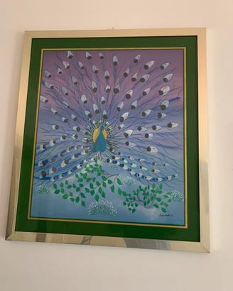 Quadro pavone naif