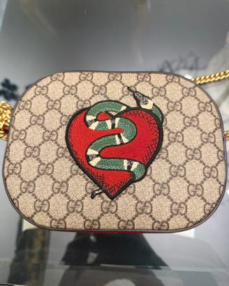 Borsa Gucci, GG Supreme Canvas Snake Heart Bag