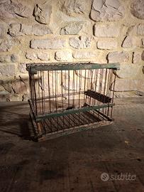 Antica Gabbia Vintage in Legno e Ferro