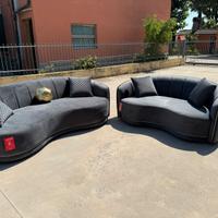 Set Divano + Loveseat 2 Pezzi in Velluto – Grigio