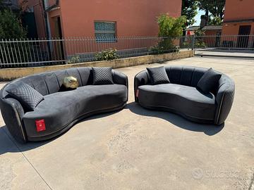 Set Divano + Loveseat 2 Pezzi in Velluto – Grigio