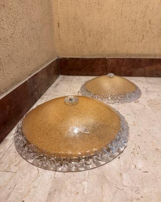 Plafoniere vintage in vetro lavorato  e oro