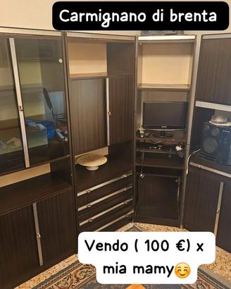 parete attrezzata nera componibile