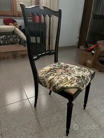 Set 6 sedie vintage in legno con seduta imbottita